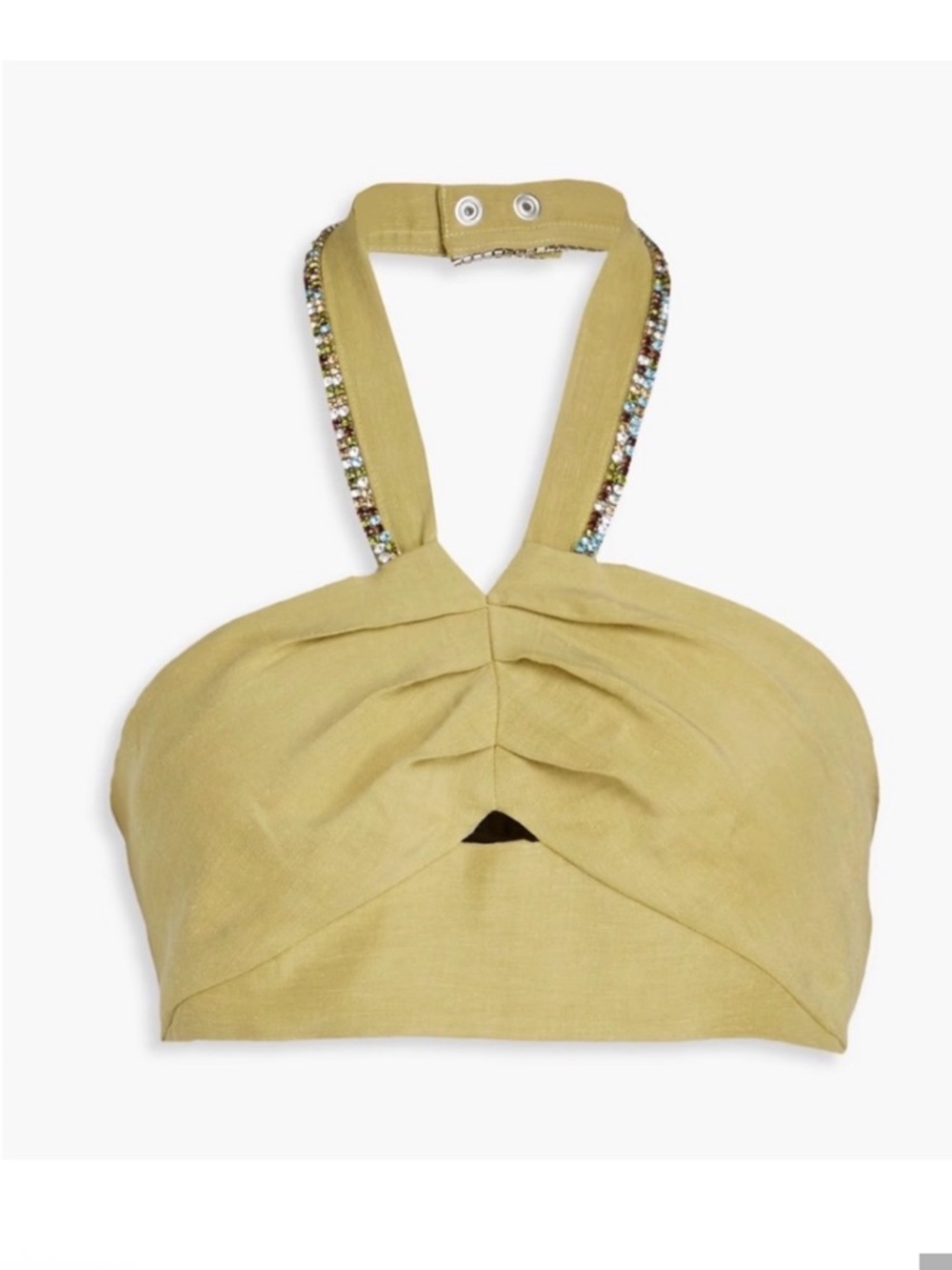 Sandro Avedis Embellished Linen Blend Crop Top Size 3 NWT - Picture 2 of 6